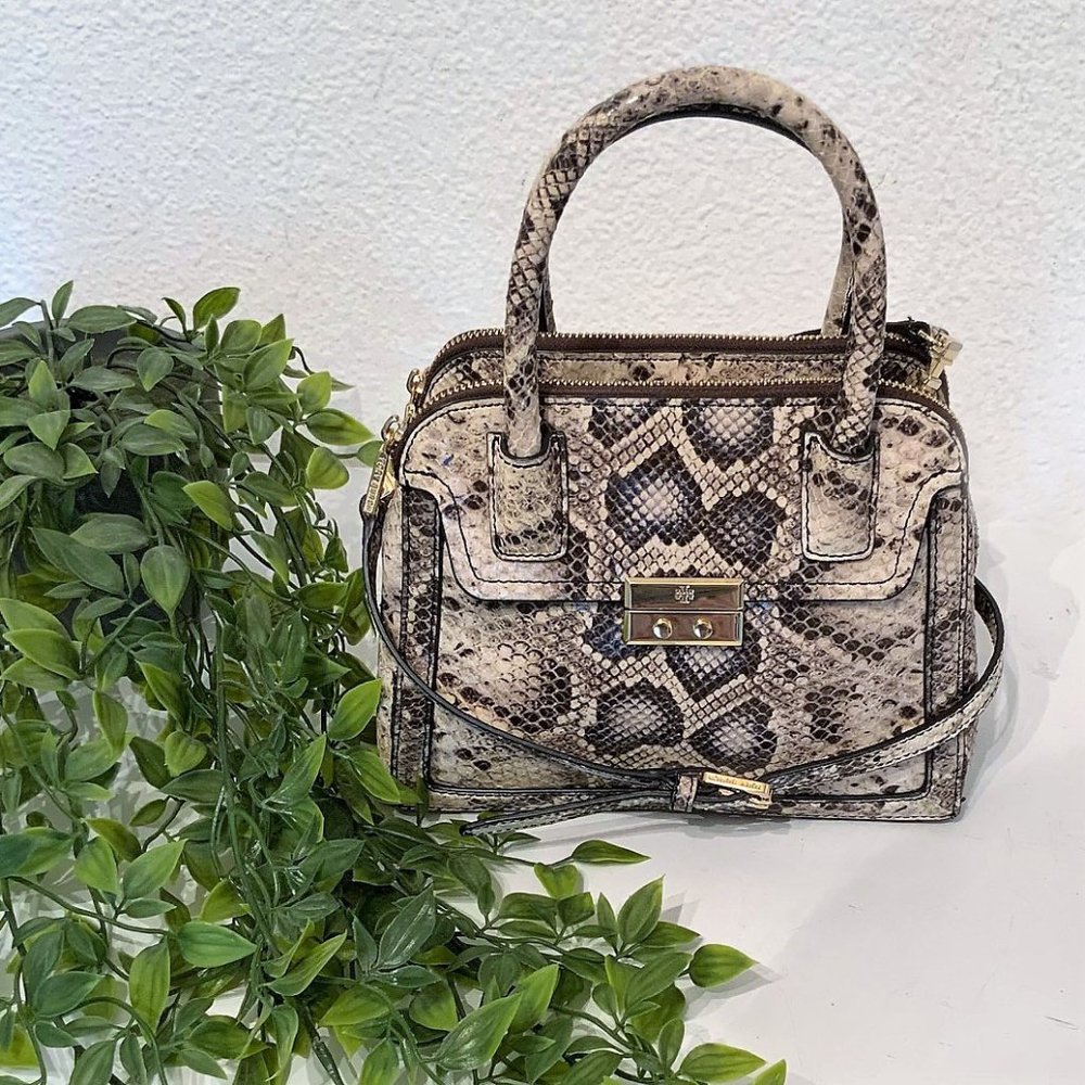 NWOT TORY BURCH ELISE DOME DOUBLE ZIP SNAKE EMBOSSED SATCHEL CROSSBODY